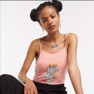 Asos noisy May dragon pink acid wash bodysuit sz small